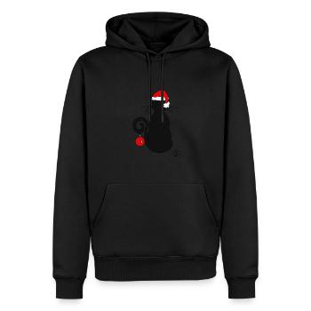 Cat in Christmas spirit - Men’s Premium Organic Hoodie - black - Front - Nico (187cm)