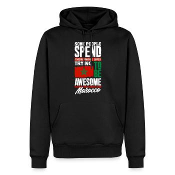Maroc Maroc Maroc Flag Citation amusante - Sweat à capuche Premium bio Homme - noir - Devant - Nico (187cm)