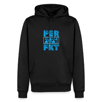 Perfektioniert 2021 - Männer Premium Bio Hoodie - Schwarz - Vorne - Nico (187cm)