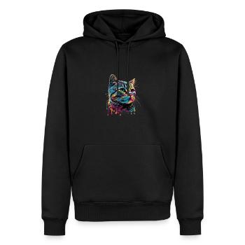 Colorful American Shorthair Cat Gaze - Männer Premium Bio Hoodie - Schwarz - Vorne - Nico (187cm)