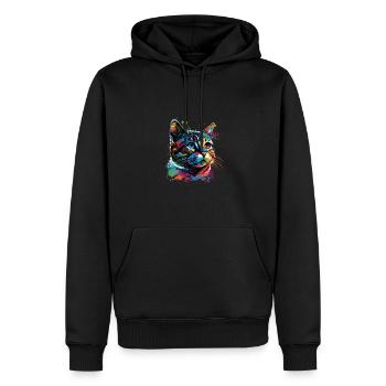 Colorful American Shorthair Cat Gaze - Männer Premium Bio Hoodie - Schwarz - Vorne - Nico (187cm)