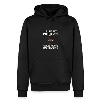 Strauße Das Leben ist besser mit einem Strauß - Männer Premium Bio Hoodie - Schwarz - Vorne - Nico (187cm)
