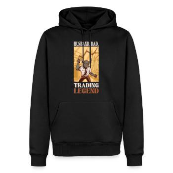 Mari papa Légende du commerce - Sweat à capuche Premium bio Homme - noir - Devant - Nico (187cm)