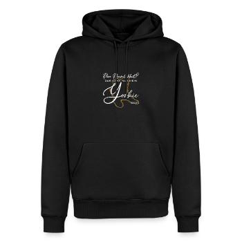 Yorkie Silhouette lustiger Spruch Schreibschrift - Männer Premium Bio Hoodie - Schwarz - Vorne - Nico (187cm)
