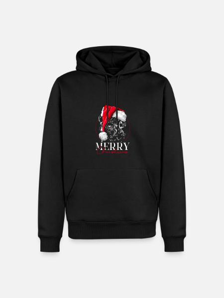 Santa RIESENSCHNAUZER Merry Christmas Wilsigns - Männer Premium Bio Hoodie - Schwarz