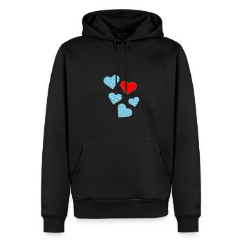 Bayrische Herzen als Patches - Männer Premium Bio Hoodie - Schwarz - Vorne - Nico (187cm)