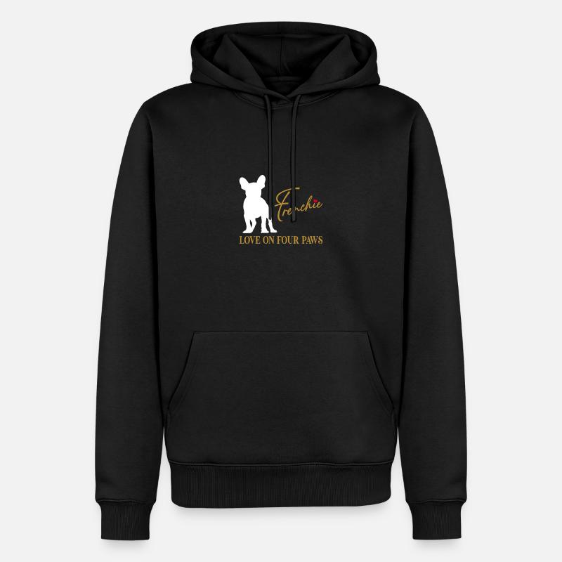 Frenchie Liebe auf vier Pfoten - Männer Premium Bio Hoodie - Schwarz