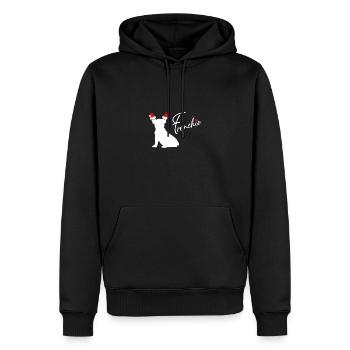 Französische Bulldogge Frenchie mit Nikolausmütze - Männer Premium Bio Hoodie - Schwarz - Vorne - Nico (187cm)