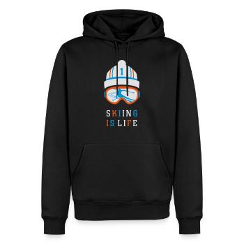 SKIING IS LIFE - Männer Premium Bio Hoodie - Schwarz - Vorne - Nico (187cm)