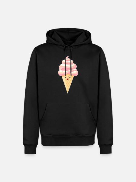 Kawaii - Eis auf Hörnchen - Männer Premium Bio Hoodie - Schwarz