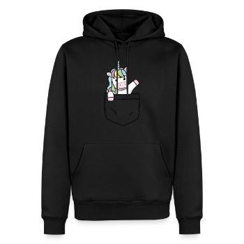 Une licorne dans votre poche - Sweat à capuche Premium bio Homme - noir - Devant - Nico (187cm)