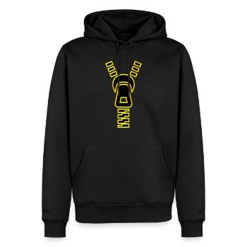 Reißverschluss VON - Männer Premium Bio Hoodie - Schwarz - Vorne - Nico (187cm)