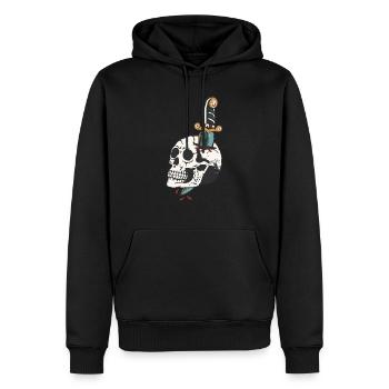 dague transperce crane tete de mort old school - Sweat à capuche Premium bio Homme - noir - Devant - Nico (187cm)