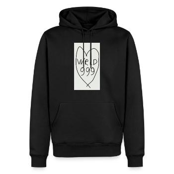 WRLD - Männer Premium Bio Hoodie - Schwarz - Vorne - Nico (187cm)