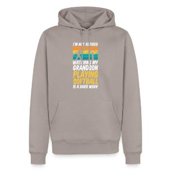 Softball - Männer Premium Bio Hoodie - Taupe - Vorne - Nico (187cm)