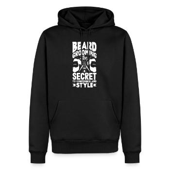 Toilettage de la barbe Le secret de la confiance et du style - Sweat à capuche Premium bio Homme - noir - Devant - Nico (187cm)