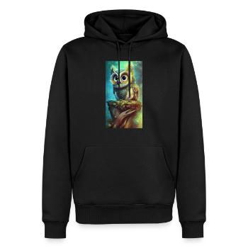 kleine süße Eule - Männer Premium Bio Hoodie - Schwarz - Vorne - Nico (187cm)