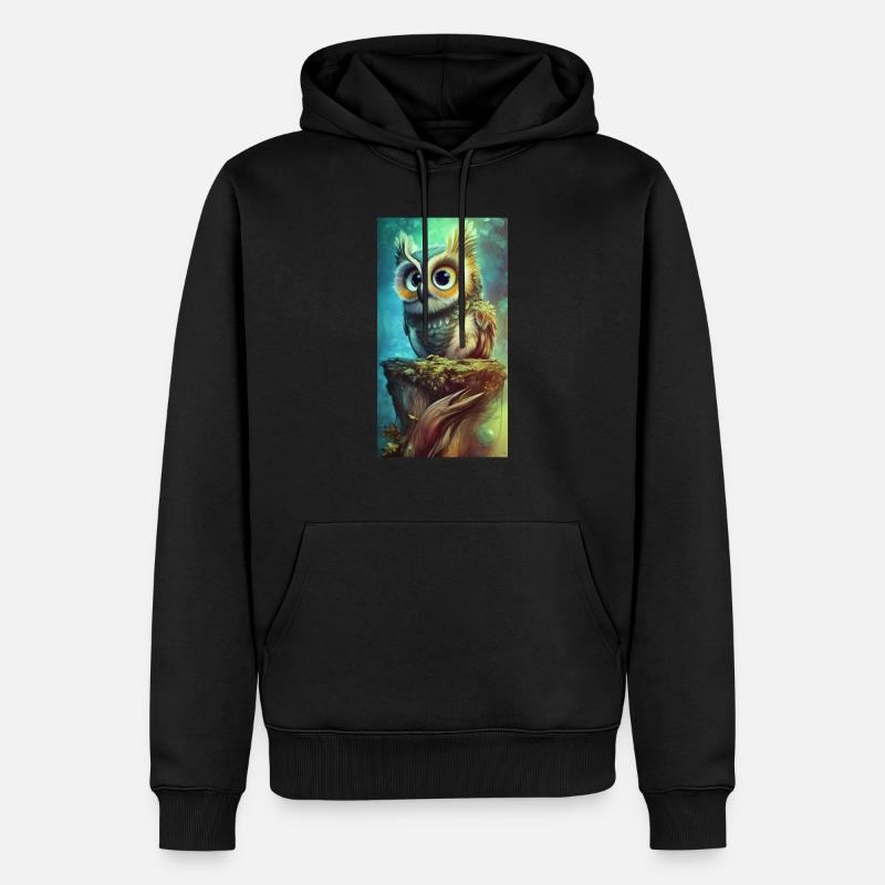 petit hibou mignon - Sweat à capuche Premium bio Homme - noir