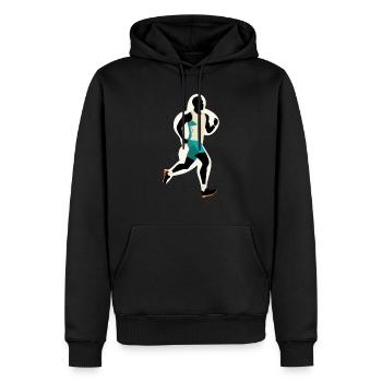 running man - Sweat à capuche Premium bio Homme - noir - Devant - Nico (187cm)