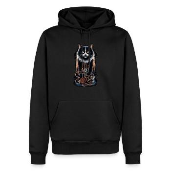 Chat en colere - pas le bon jour - Sweat à capuche Premium bio Homme - noir - Devant - Nico (187cm)