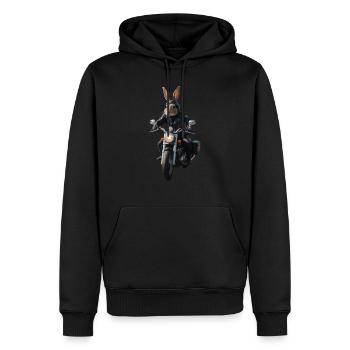 Biker Hase - Männer Premium Bio Hoodie - Schwarz - Vorne - Nico (187cm)