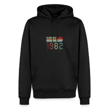 1982 Jahrgang geboren Vintage Geburtstag Retro - Männer Premium Bio Hoodie - Schwarz - Vorne - Nico (187cm)