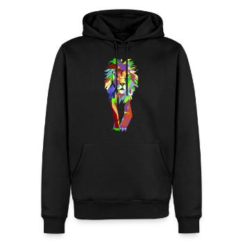 Lion Pop Art - Sweat à capuche Premium bio Homme - noir - Devant - Nico (187cm)