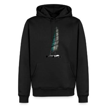 Vivre l’aventure et la liberté avec le voilier de campagne - Sweat à capuche Premium bio Homme - noir - Devant - Nico (187cm)