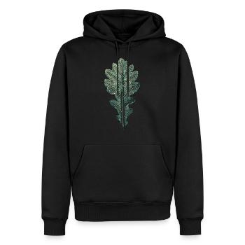 LEAF chêne / impression d'art WALD & Förster Design - Sweat à capuche Premium bio Homme - noir - Devant - Nico (187cm)