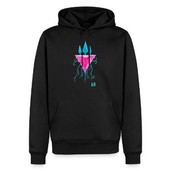 fluo abstrait d’île - Sweat à capuche Premium bio Homme - noir - Devant - Nico (187cm)