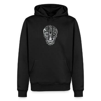 Bicycle Skull light grey - Männer Premium Bio Hoodie - Schwarz - Vorne - Nico (187cm)