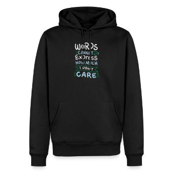 Words cannot express how much I don't care - Sweat à capuche Premium bio Homme - noir - Devant - Nico (187cm)