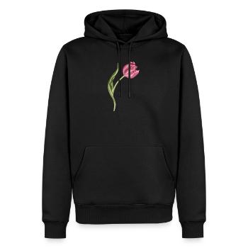 Elegant rosa Tulpe Illustration - Männer Premium Bio Hoodie - Schwarz - Vorne - Nico (187cm)