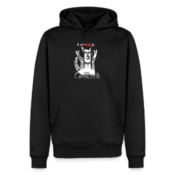 Rocker Drôle Chat Frites Fourche Heavy Metal - Sweat à capuche Premium bio Homme - noir - Devant - Nico (187cm)