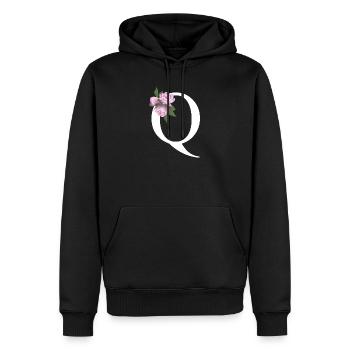 Q - Männer Premium Bio Hoodie - Schwarz - Vorne - Nico (187cm)