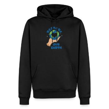 Restaurer la Terre - Sweat à capuche Premium bio Homme - noir - Devant - Nico (187cm)