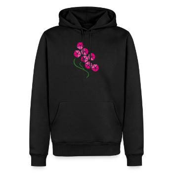 Fleur d’orchidée rose géométrique – Art floral moderne - Sweat à capuche Premium bio Homme - noir - Devant - Nico (187cm)