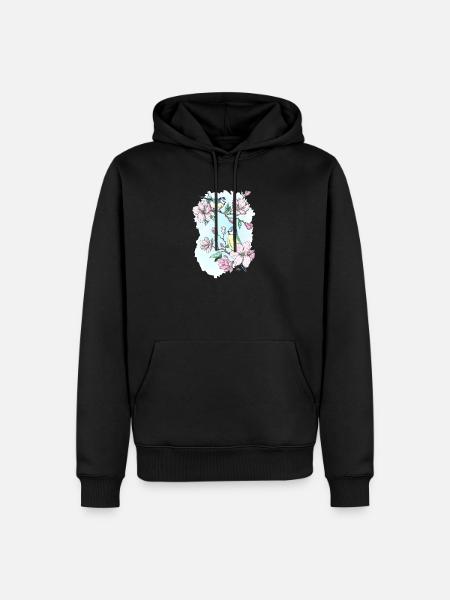 Bleu et magnolias - Sweat à capuche Premium bio Homme - noir