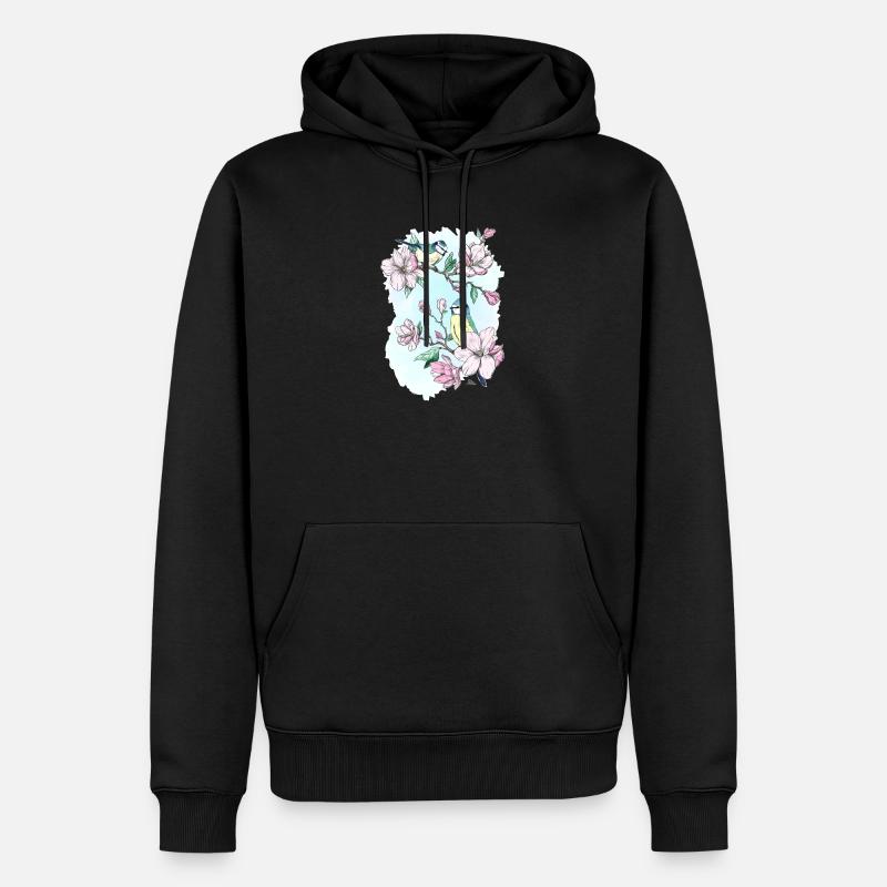 Bleu et magnolias - Sweat à capuche Premium bio Homme - noir