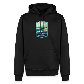 Wappen Lagune 7 Städte, S. Miguel, Azoren Portugal - Männer Premium Bio Hoodie - Schwarz - Vorne - Nico (187cm)