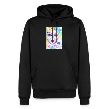 Farbenfrohe Fantasieporträtdesign - Männer Premium Bio Hoodie - Schwarz - Vorne - Nico (187cm)