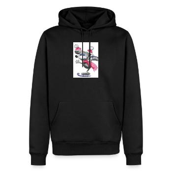 Festliche Maus mit Weihnachtsmütze - Männer Premium Bio Hoodie - Schwarz - Vorne - Nico (187cm)