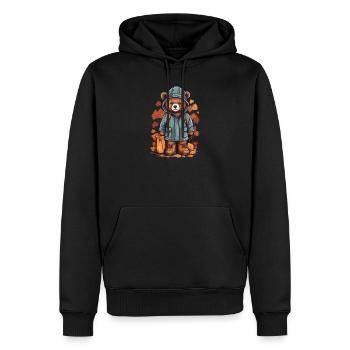 Ours mignon avec imperméable - Sweat à capuche Premium bio Homme - noir - Devant - Nico (187cm)