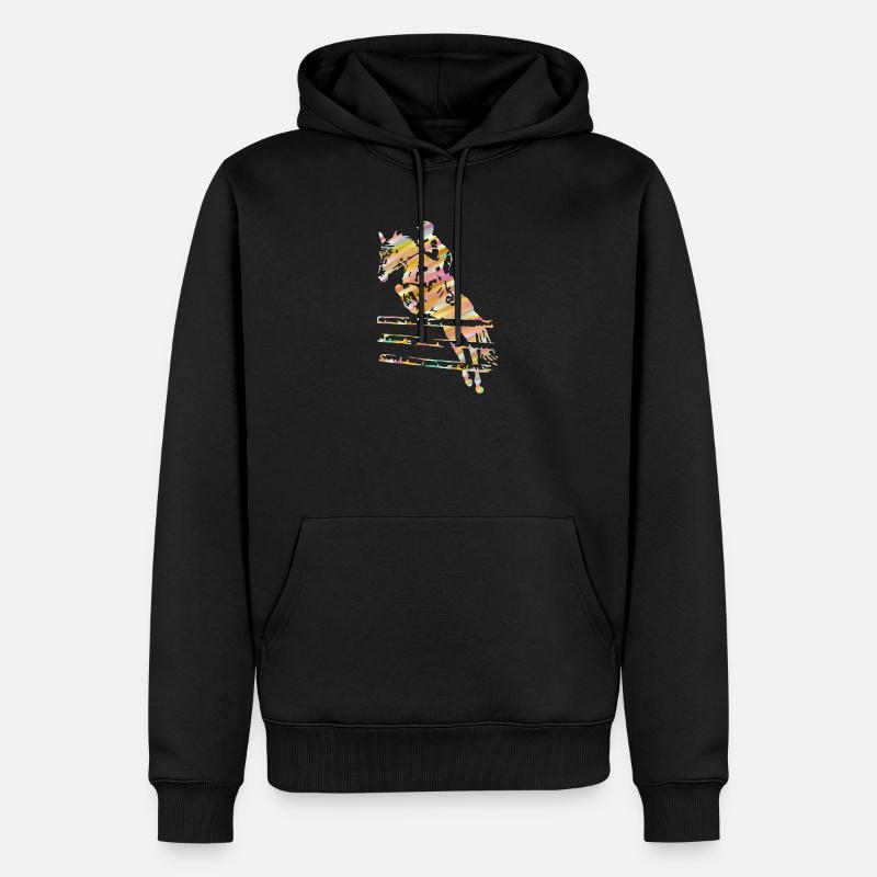 Cavalier Saut d’obstacles - Sweat à capuche Premium bio Homme - noir