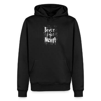 Bevor Du fragst: NEIN! - Männer Premium Bio Hoodie - Schwarz - Vorne - Nico (187cm)