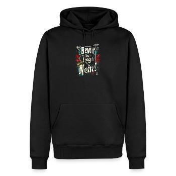 Bevor Du fragst: NEIN! - Männer Premium Bio Hoodie - Schwarz - Vorne - Nico (187cm)