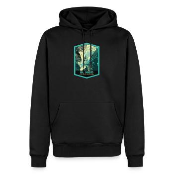 Luftaufnahme von El Nido und Fischerbooten, Palawan - Männer Premium Bio Hoodie - Schwarz - Vorne - Nico (187cm)