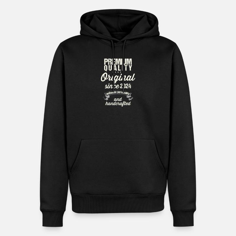 Année 2024 - Sweat à capuche Premium bio Homme - noir