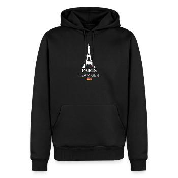 paris team allemagne Sports Athlete Games Icône Logo - Sweat à capuche Premium bio Homme - noir - Devant - Nico (187cm)