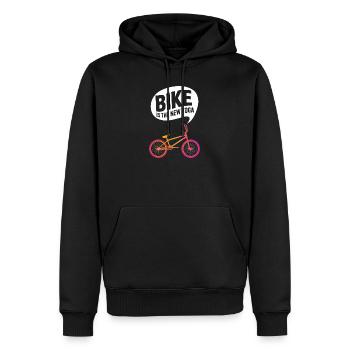Bike Revolution Yoga Motivierendes Design - Männer Premium Bio Hoodie - Schwarz - Vorne - Nico (187cm)